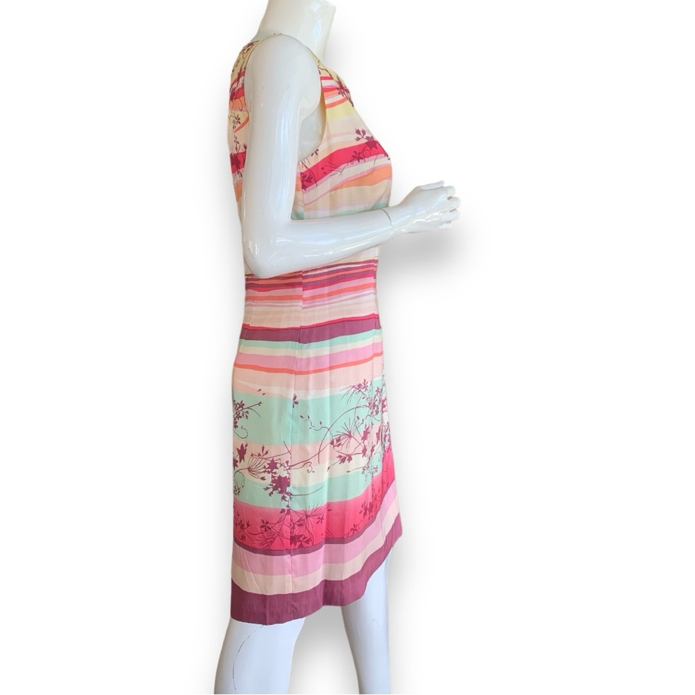 CAROL ANDERSON CALIFORNIA VINTAGE SILK STRIPED FLORAL SHEATH DRESS  WOMEN’S SZ 8 - Picture 4 of 7